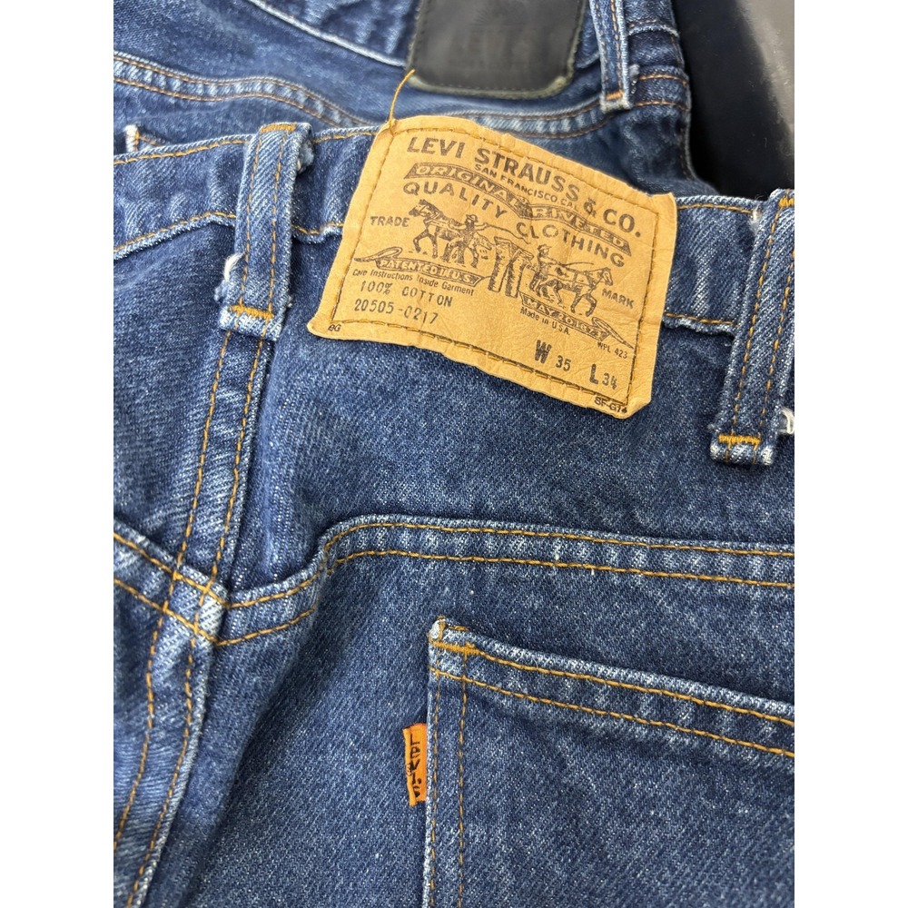 Vintage Levis 505 Jeans Mens 34x30 Blue Denim Orange Tab Straight Leg USA 90s - Picture 4 of 8